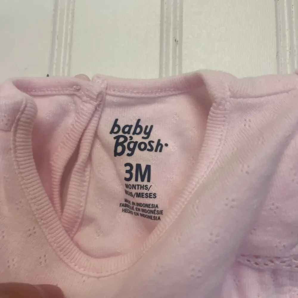 NWT‎ Oshkosh Baby B'Gosh Pink Flutter Sleeve Bodysuit Eyelet Size Girls 3 Months